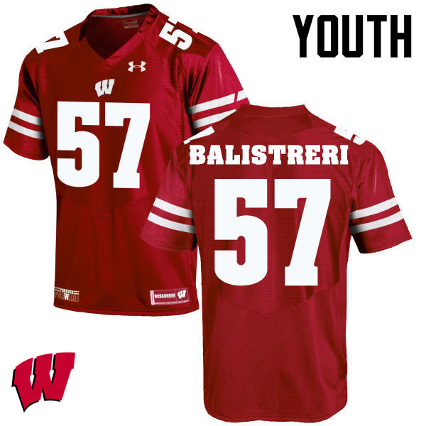 Wisconsin Badgers Youth #57 Michael Balistreri NCAA Under Armour Authentic Red College Stitched Football Jersey TO40A53LQ